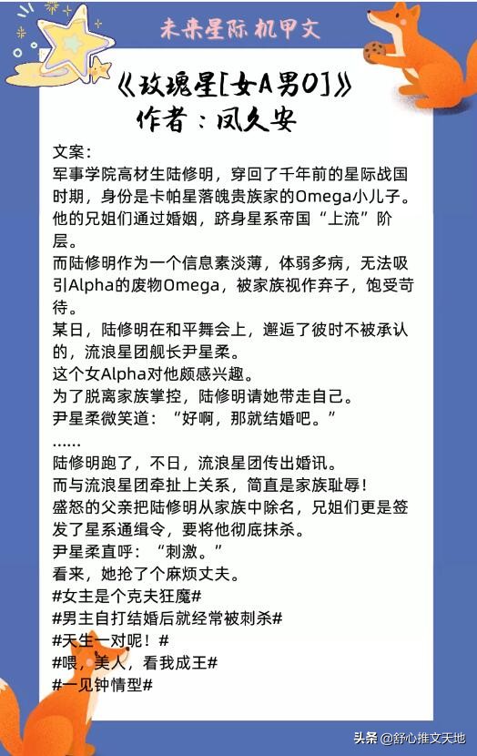 未来星际机甲科幻甜文：女主又A又飒，互宠双强，女A男O等设定