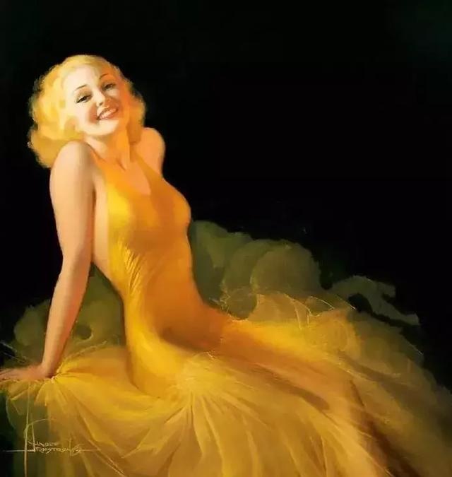 色粉画人物欧美姑娘经典,美国画家笔下美女