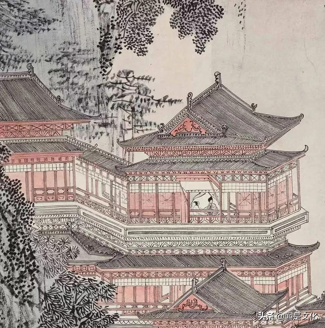 国画清供图作品欣赏,山松楼阁图国画