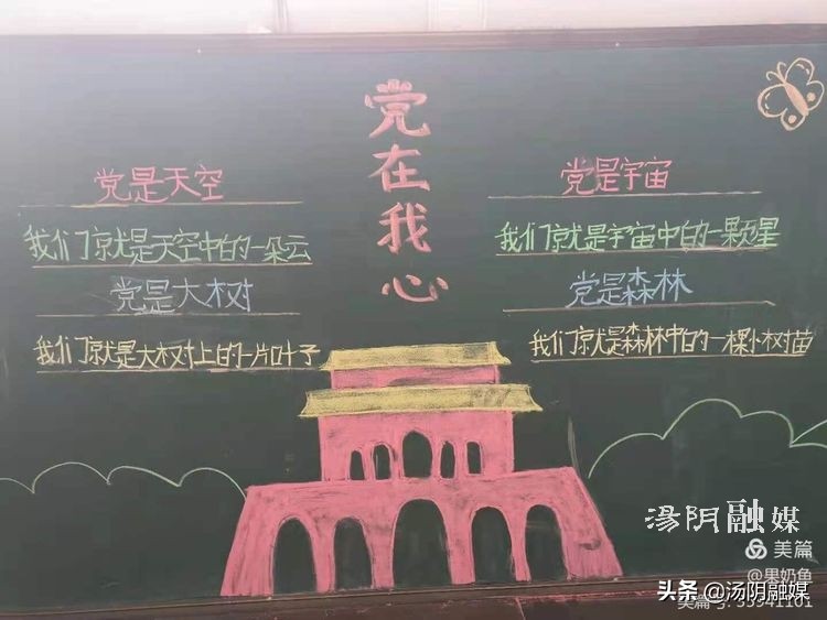 童心向党100周年主题板报图片,童心向党喜迎建党百年的黑板报