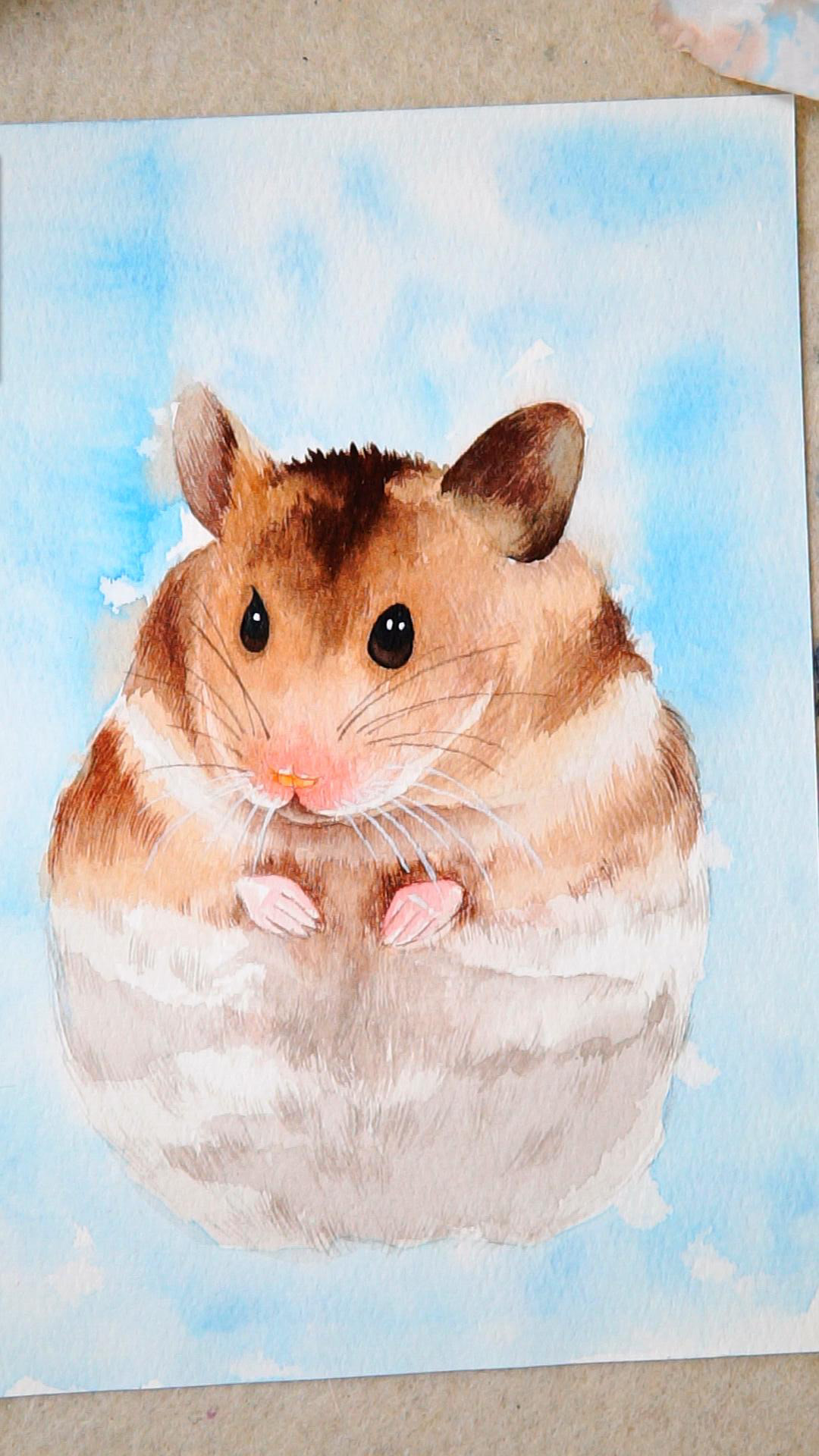 怎么用水彩笔画一个仓鼠视频,可爱的画画教程小动物