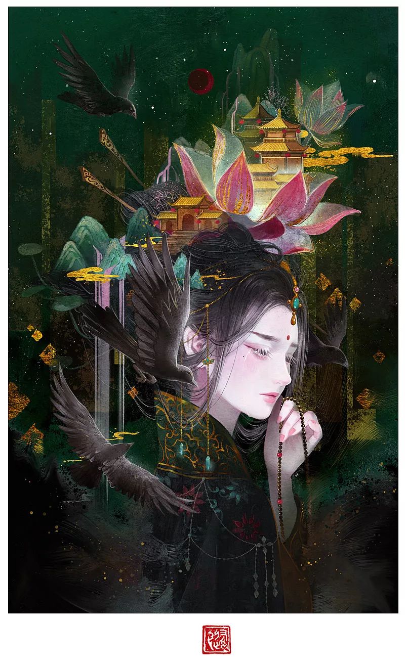 画古风人物插画板绘用什么笔刷,ps古风笔刷海报教程