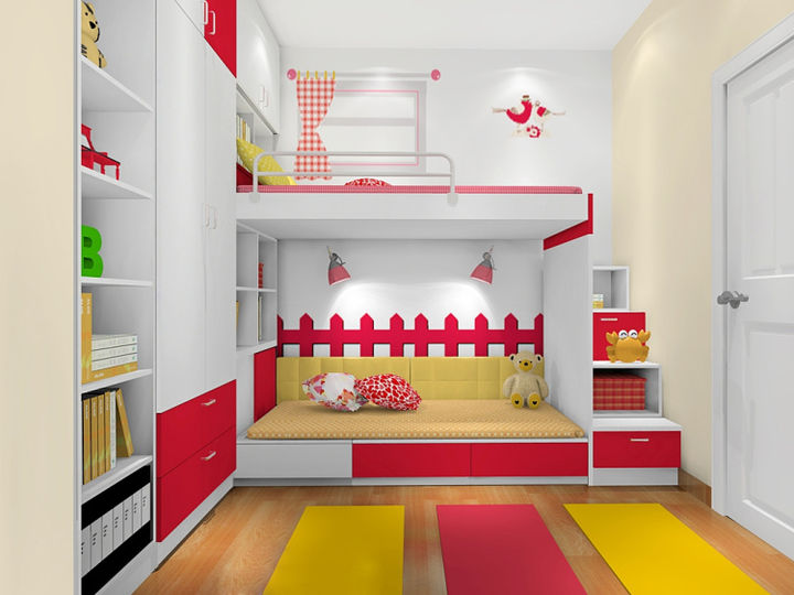 小户型高低床儿童房设计,小户型儿童床设计