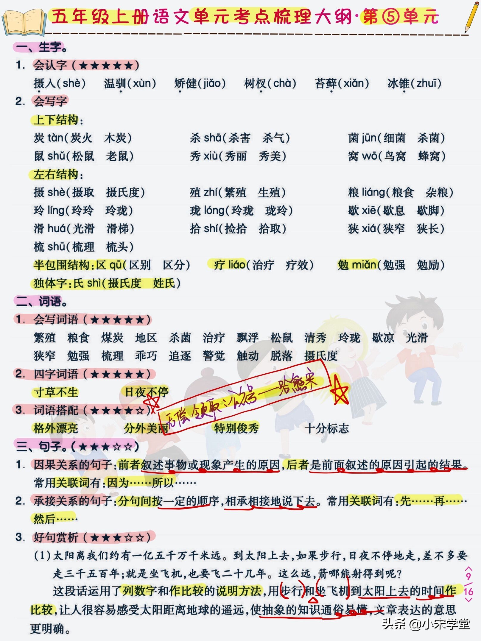 五年级下语文单元考点梳理,五年级语文下重点知识点试卷