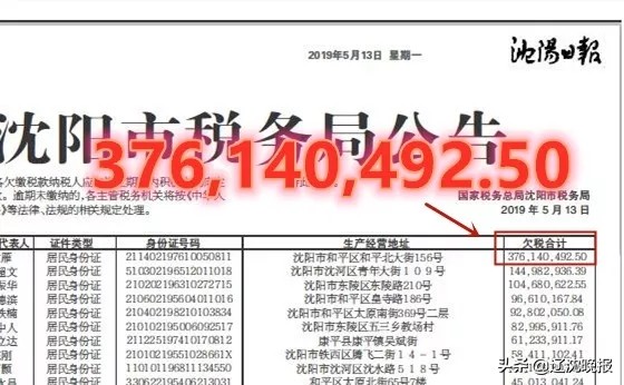 辽足欠税逾3亿,辽宁沈阳偷税漏税大案
