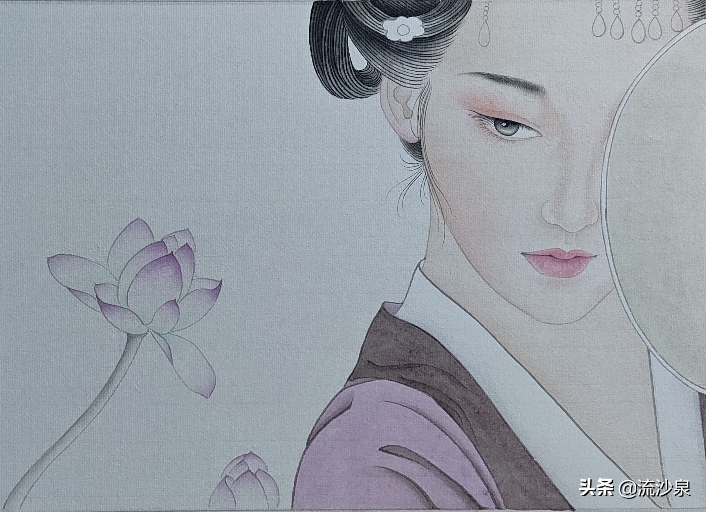 工笔荷花染色步骤图解,工笔仕女技法图解