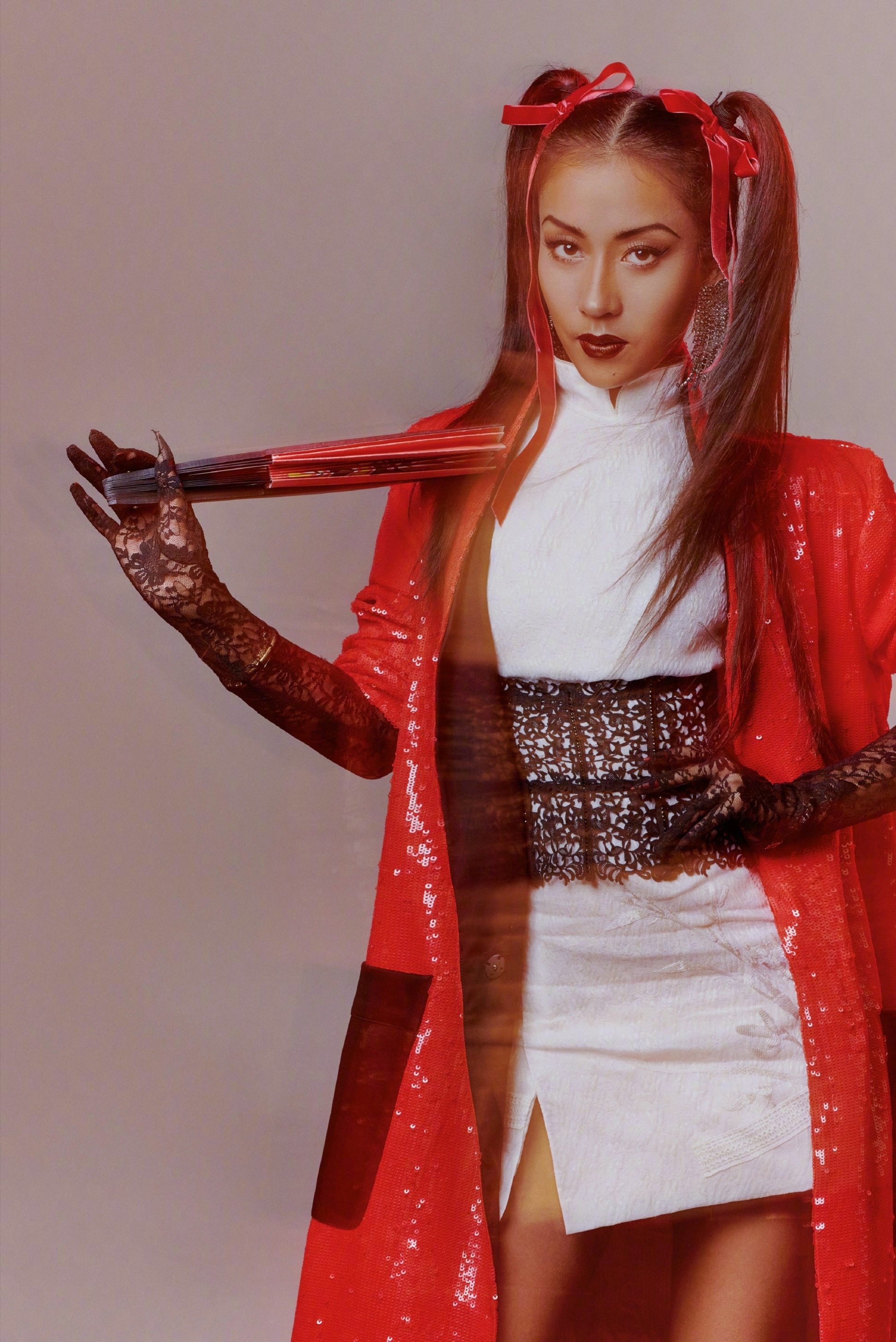 吉克隽逸长发高马尾,吉克隽逸双麻花辫