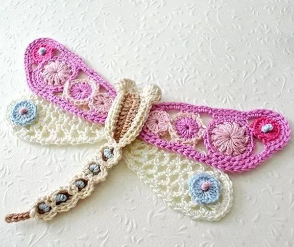 简单蝴蝶的钩织教程,钩针织蝴蝶教程简单易学