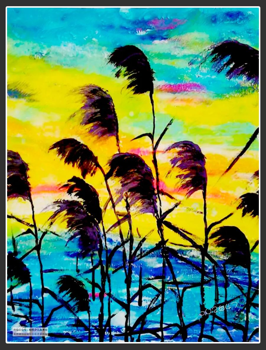 绘画素材9-12岁风景,绘画作品儿童创意7-10岁颜料画