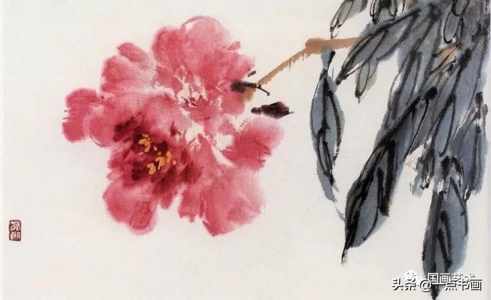 萧朗教你画花卉牡丹芍药画法,写意画牡丹叶画法教程