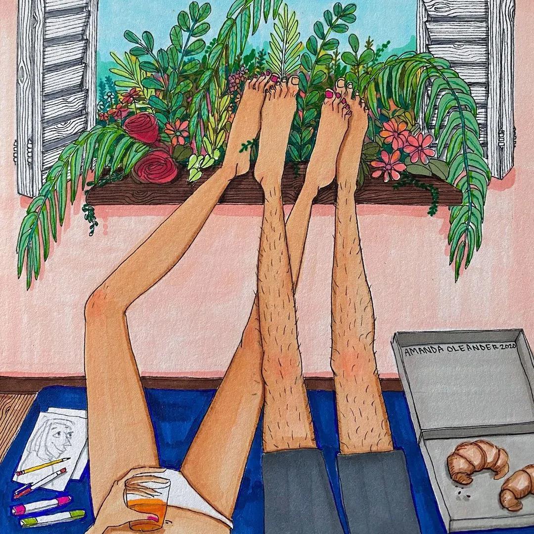 情侣两个人日常生活照片,情侣间的生活插画图片