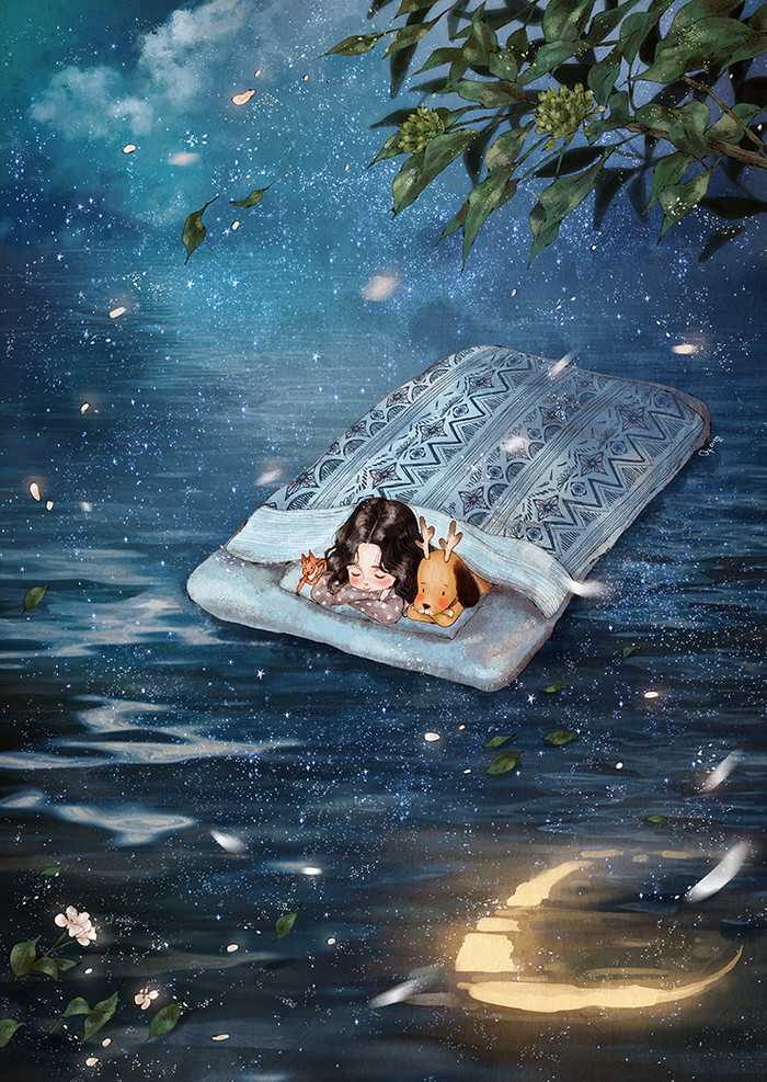 韩国插画师森林女孩日记图文,水彩插画森林女孩日记