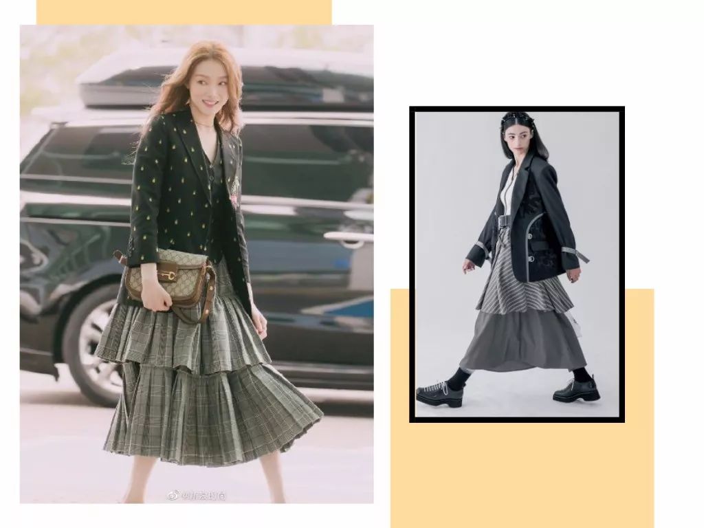 复古格裙韩系穿搭冬,韩版秋冬内搭裙高级感