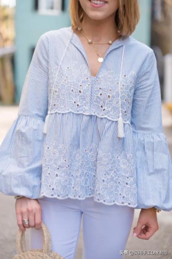 2020蕾丝领时尚气质纯色衬衣,时尚设计荷叶花边纽扣套头衬衫