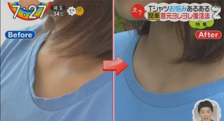t恤领口变形怎么穿,t恤领口变成波浪形真尴尬