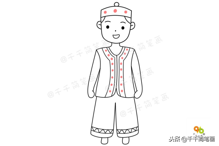 56个民族服装完整版简笔画教程,简笔画入门教学少数民族服饰人物