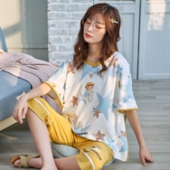 夏日居家睡衣分享来了,短袖七分裤女大童莫代尔睡衣