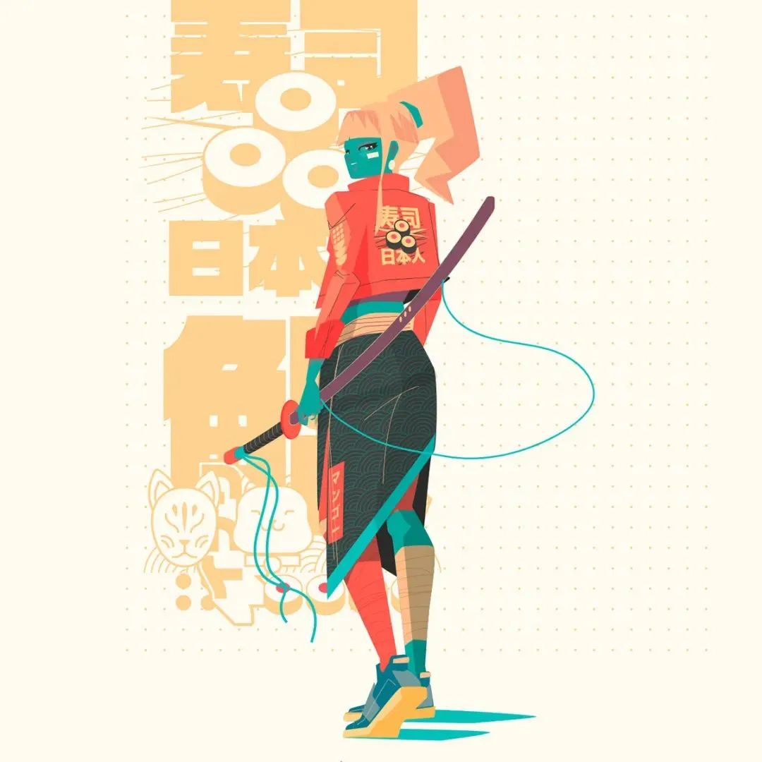 画面冲击感强烈的插画,这种手绘插画是用什么笔画的