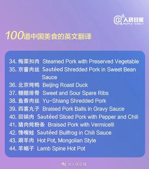 100道中国美食的英语翻译太实用了,国内十大美食干货