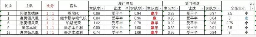 澳超平手升平半盘分析技巧,澳超半球盘分析技巧