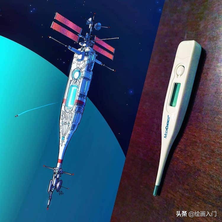 科技绘画太空飞船创意说明,7-12岁儿童创意绘画飞船