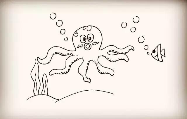 大王乌贼vs巨型章鱼简笔画,简笔画小章鱼的画法