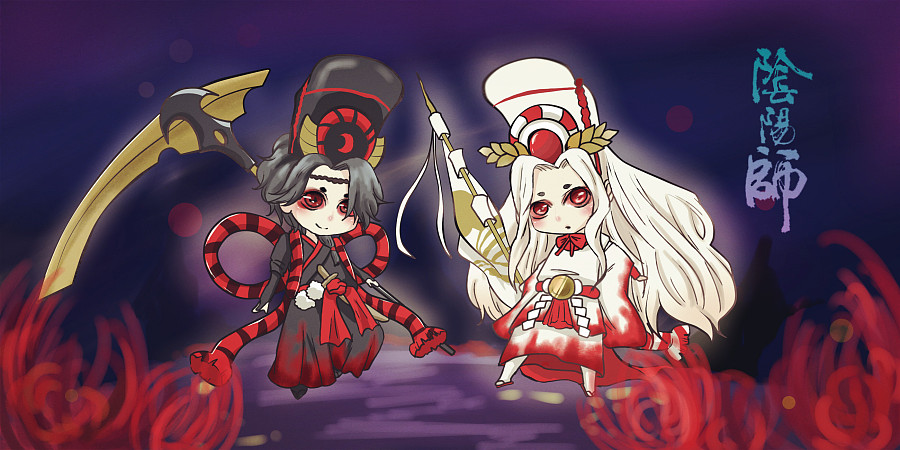 阴阳师：黑白无常索命来，链牵还魂人，趣谈小黑小白前生今世