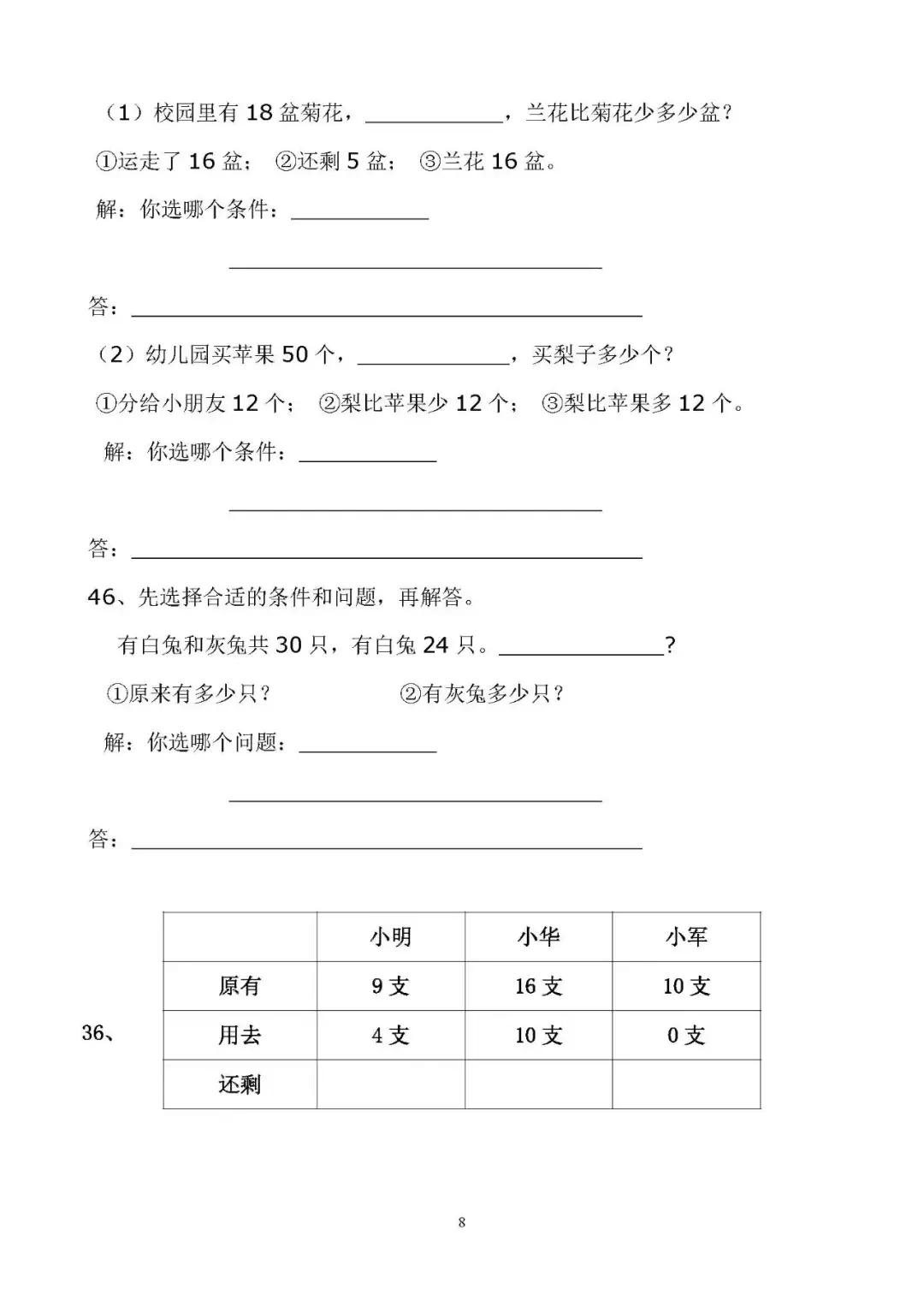 一年级数学比多比少应用题100道,一年级下应用题数学100道易错题