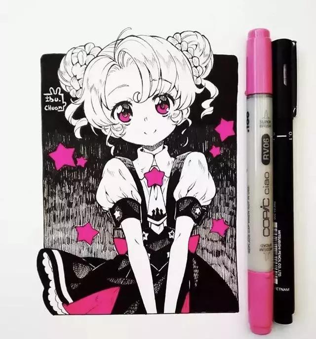 马克笔动漫上色教程q版,动漫手绘马克笔上色教程