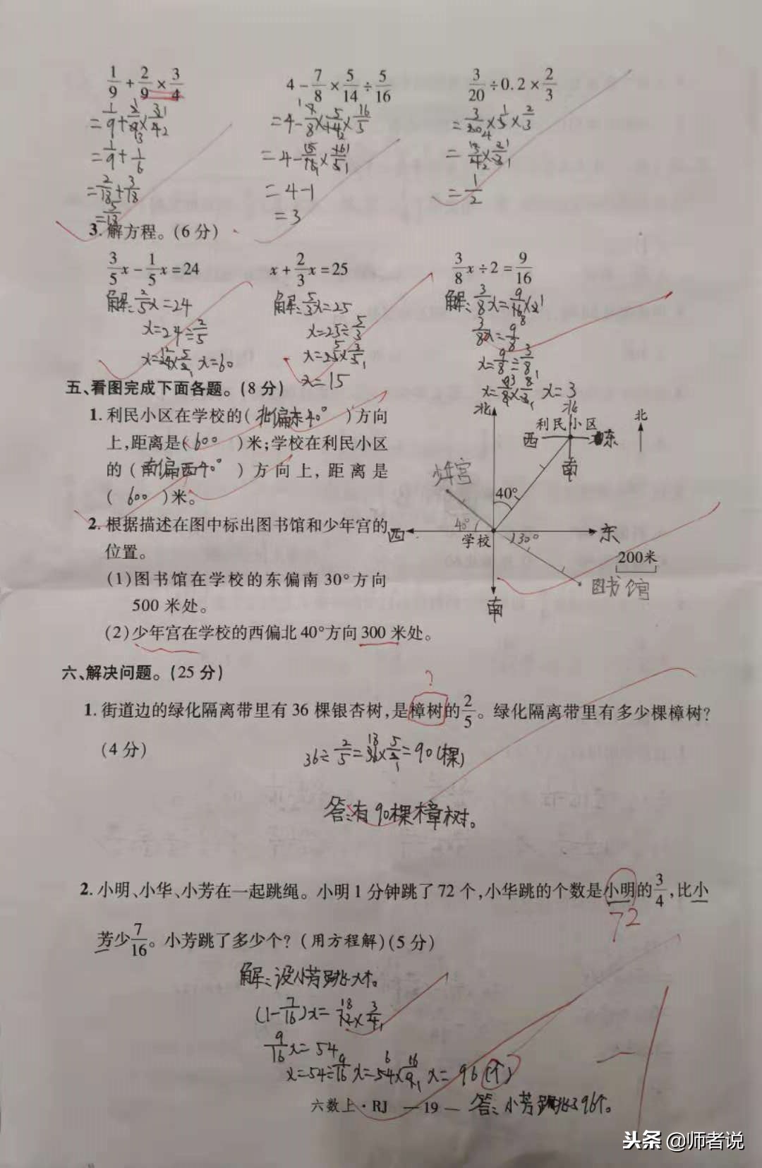 六年级考试家长对孩子的试卷分析,2020-2021六年级数学期中考试答案