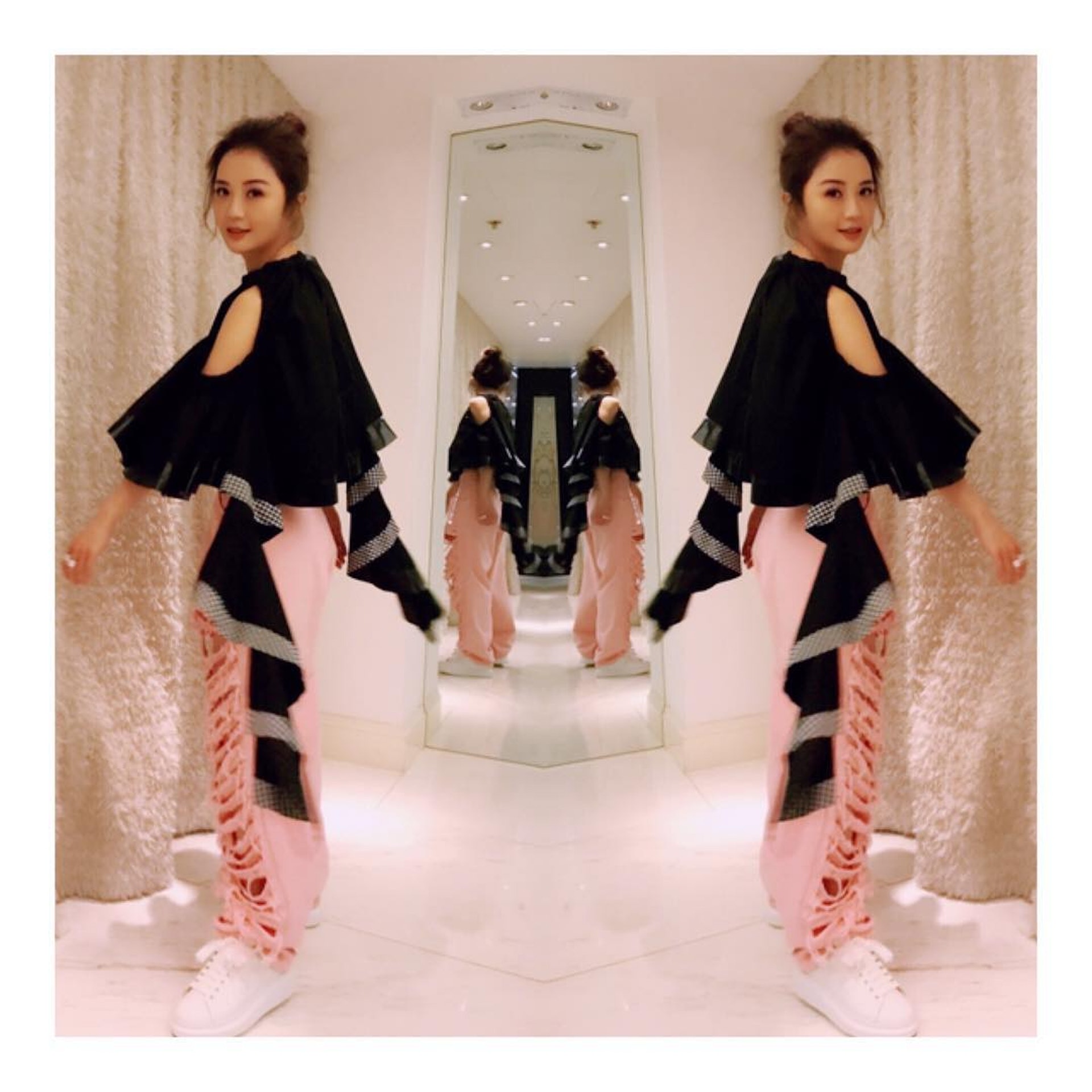 阿sa蔡卓妍高腰半身裙,蔡卓妍机场同款鞋子